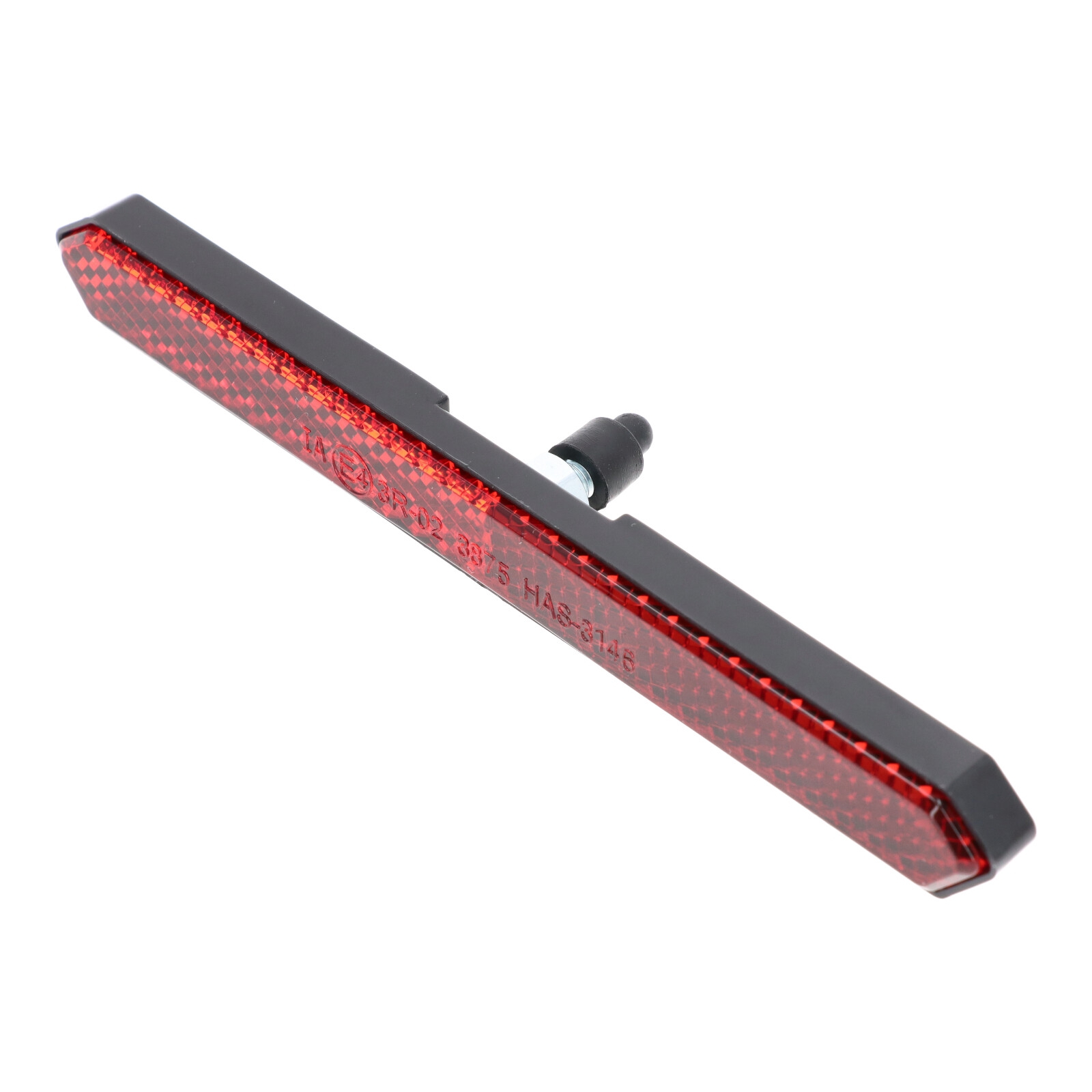 259-123 / 7050162 Roter Rückstrahler, eckig mit M5 Gewindebolzen, 135x13 mm E-geprüft Motorrad Roller Quad