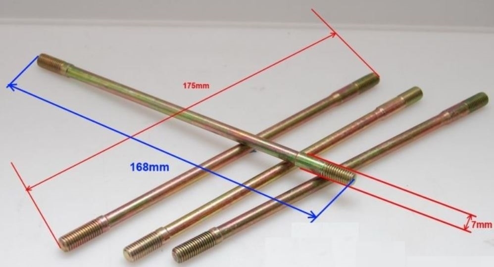 Zylinderstehbolzen Satz mit Muttern M7 für 50ccm GY6 4T Chinaroller 139QMB 139QMA