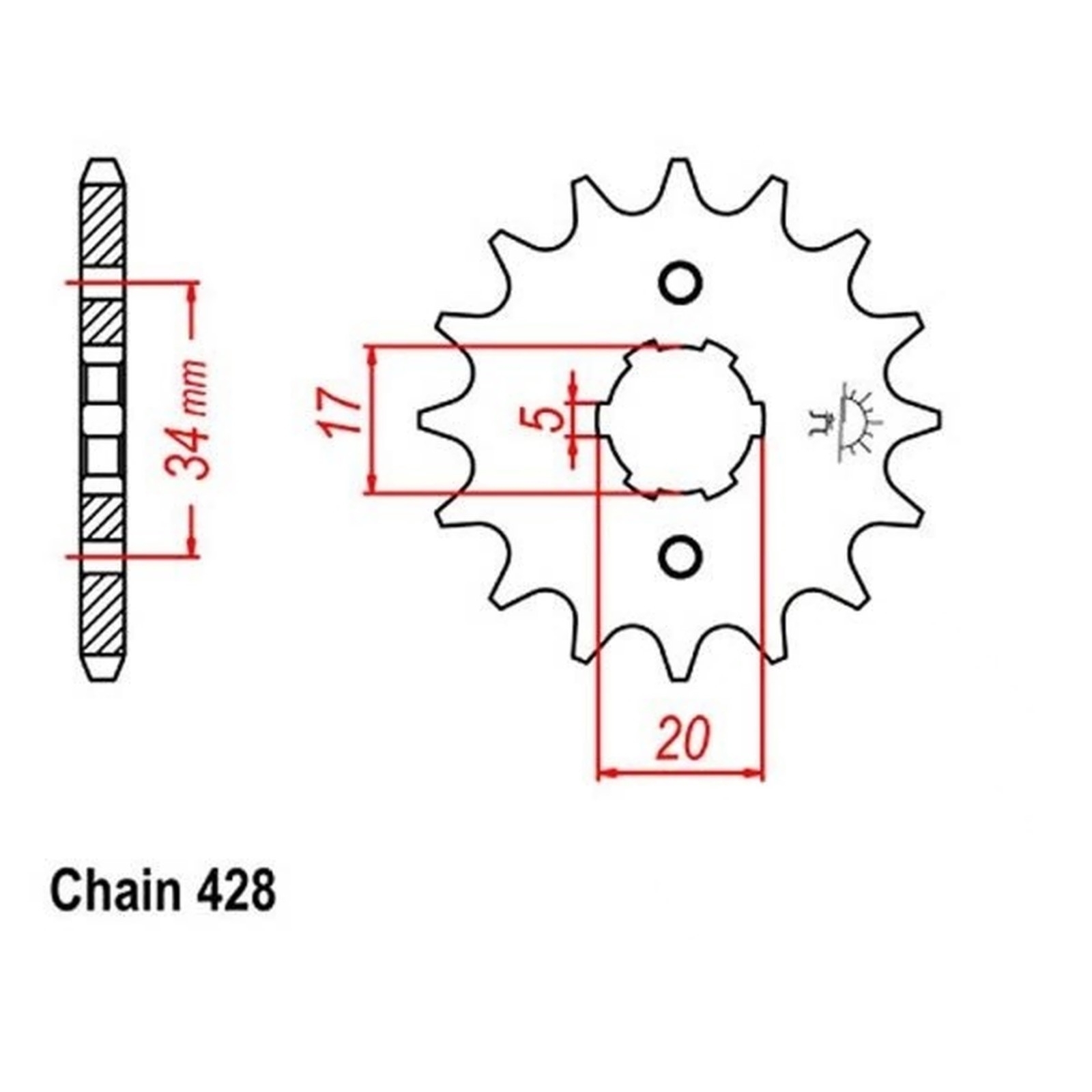 JT Ritzel 14 Zähne Teilung 428  / 1264.14 JT Sprockets