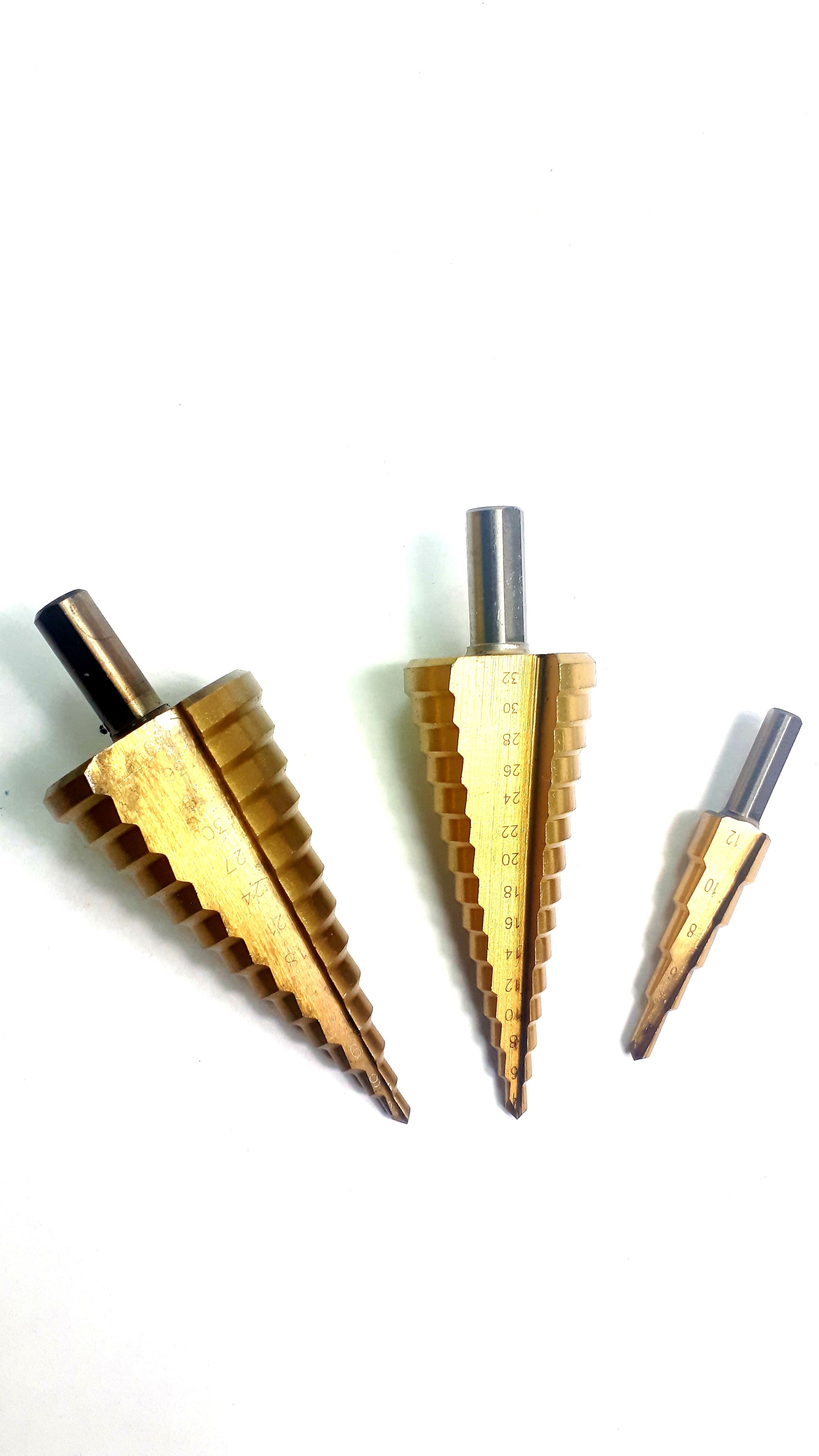 3x HSS Stufenbohrer Kegelbohrer Set 4-12/32/39 mm Schälbohrer Konusbohrer Blechbohrer