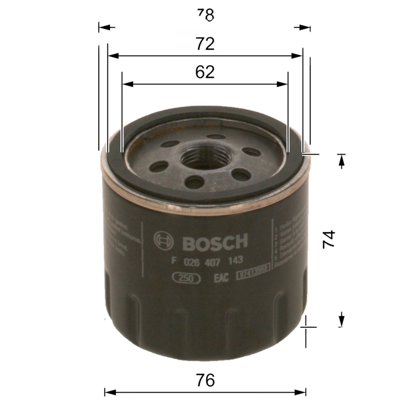 BOSCH F026407143 Ölfilter für Audi A1-A5 Q2 Q3 BMW 2er VW Skoda Cupra Seat Ford