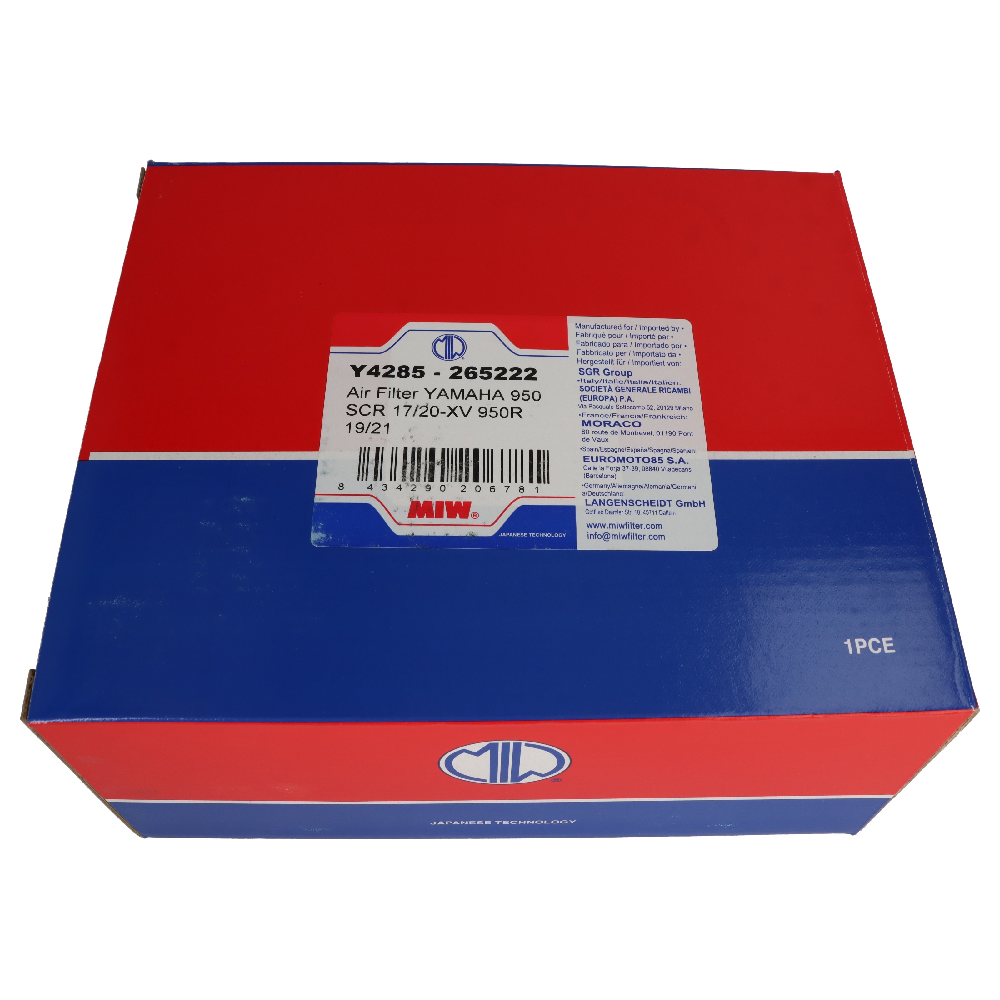 MIW Luftfilter Y4285 für Yamaha 950 SCR 17/20-XV 950R 19/21