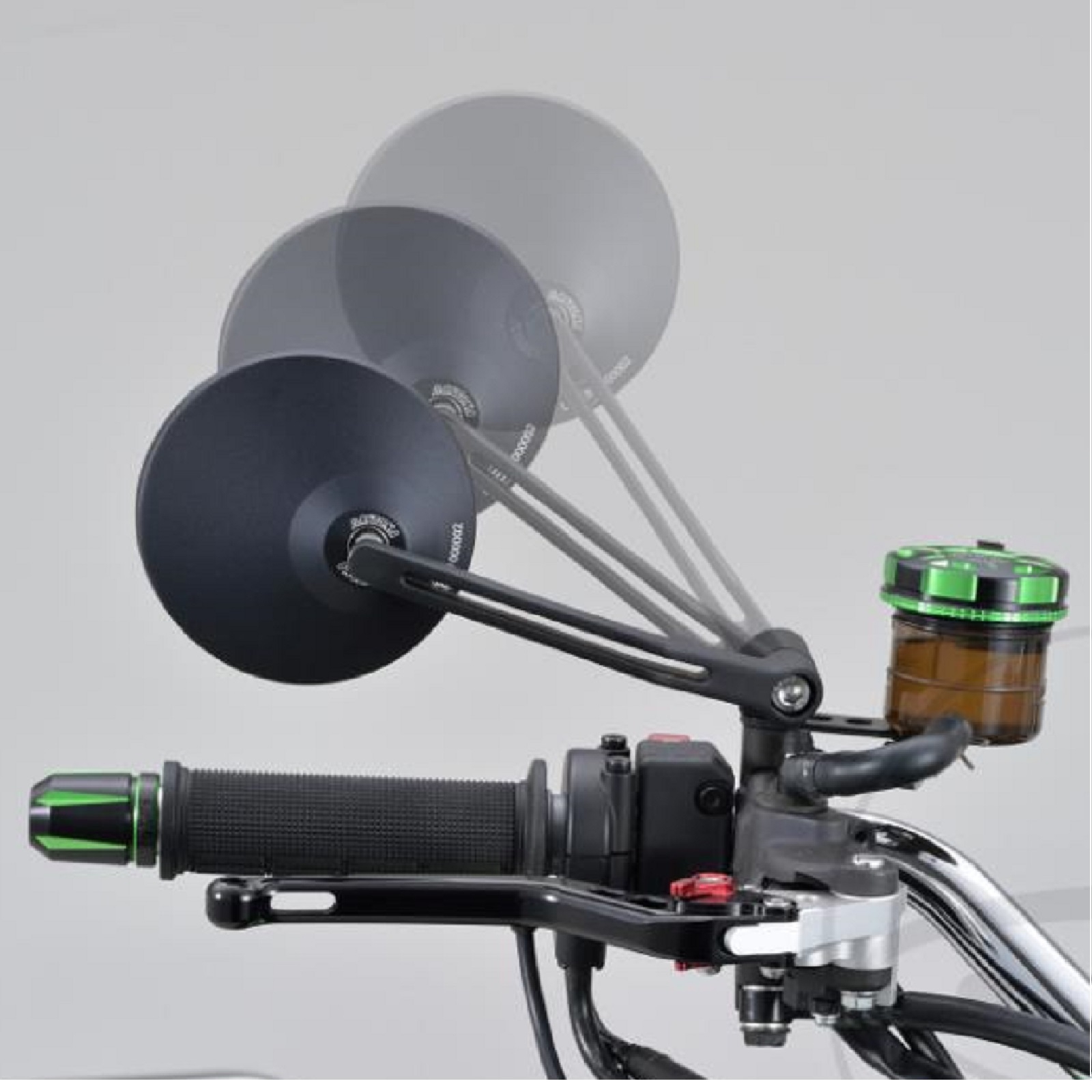 Spiegelpaar universell für viele Fahrzeuge aus Aluminium in schwarz mit M10 Gewinde Beidseitig montierbar