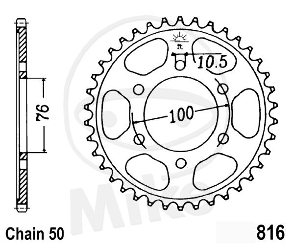 JT Sprockets Ketterrad 45 Zähne 530 Teilung Innendurchmesser 76mm Lochkreis 100mm R816-45