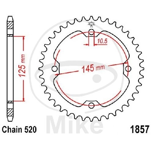 JT Kettenrad 40 Zähne Teilung 520 / JTR1857.40 für Yamaha YFM 350 RS Raptor 2004