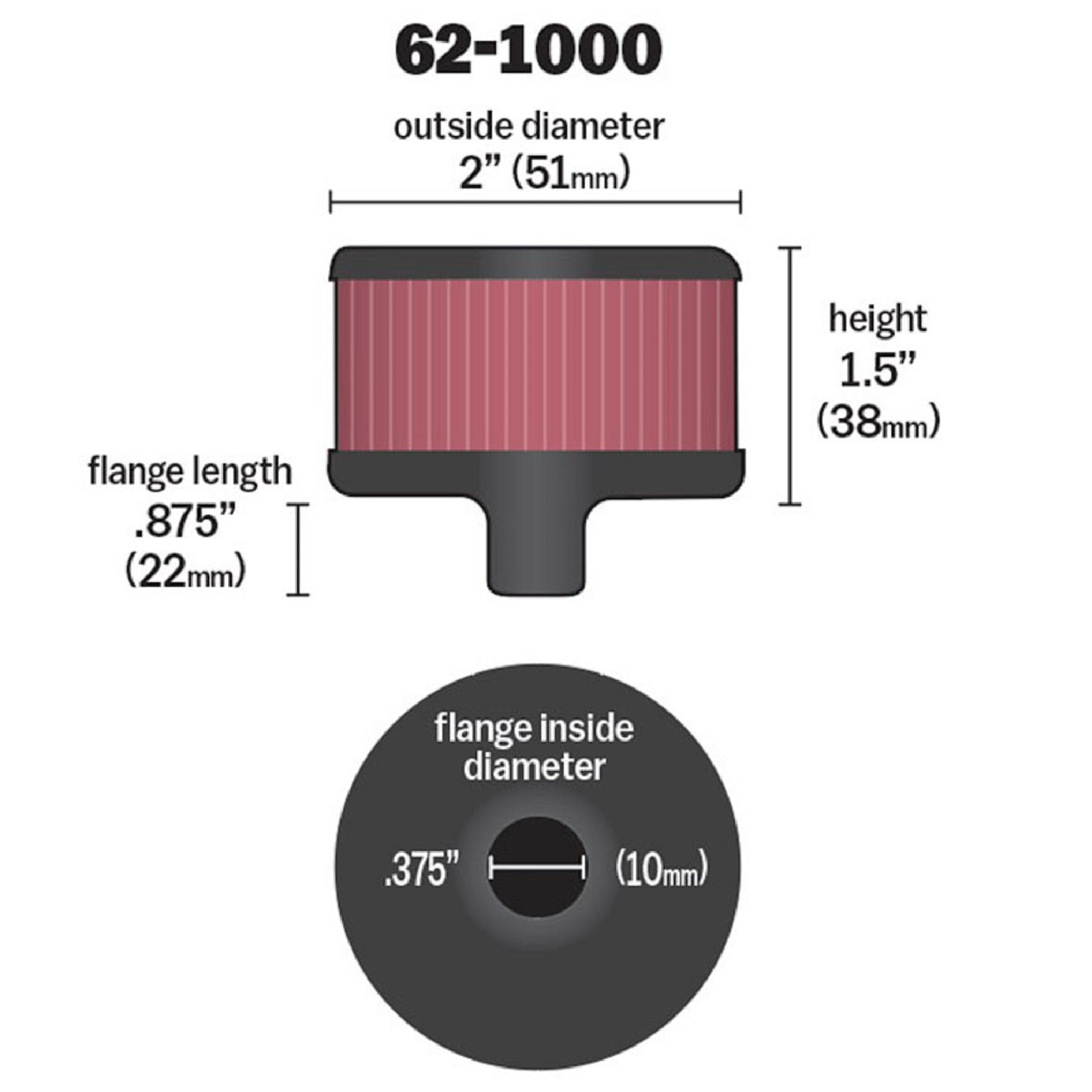 K&N Kurbelgehäuseentlüftungsfilter Universeller Einsatz Auto Quad Motorrad