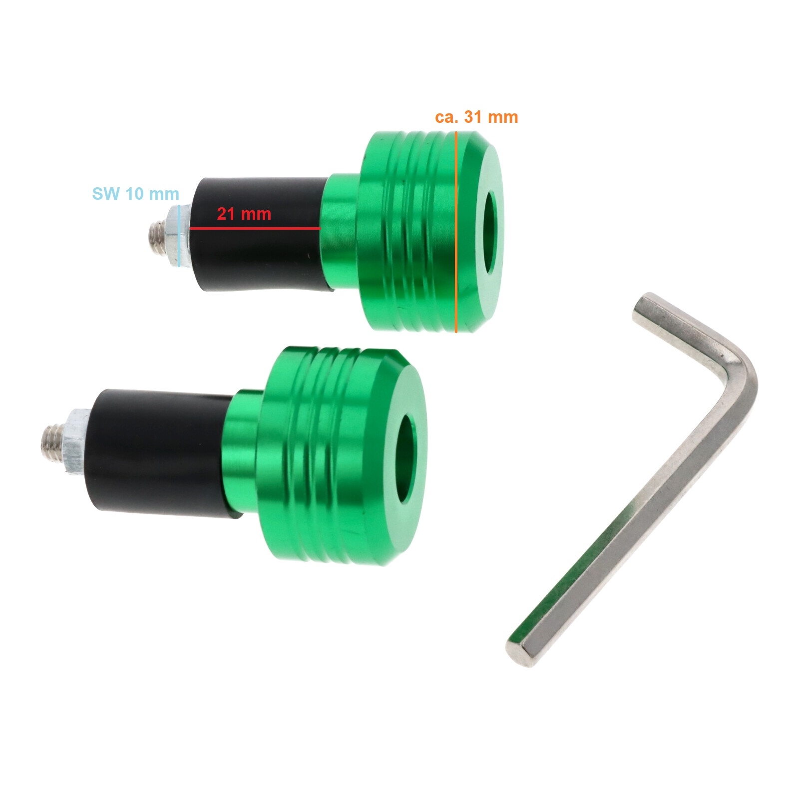 Motorrad Lenkerenden / Lenkergewichte rund 103g grün Vibrationsdämpfer