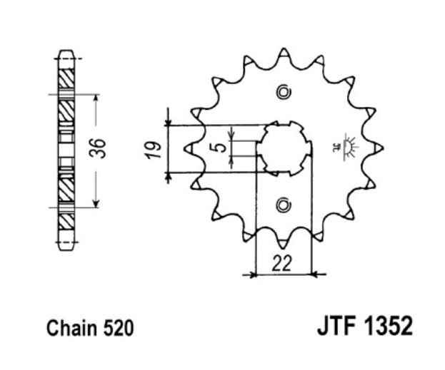 JT Ritzel 12 Zähne Teilung 520 / 1352.12 JT Sprockets