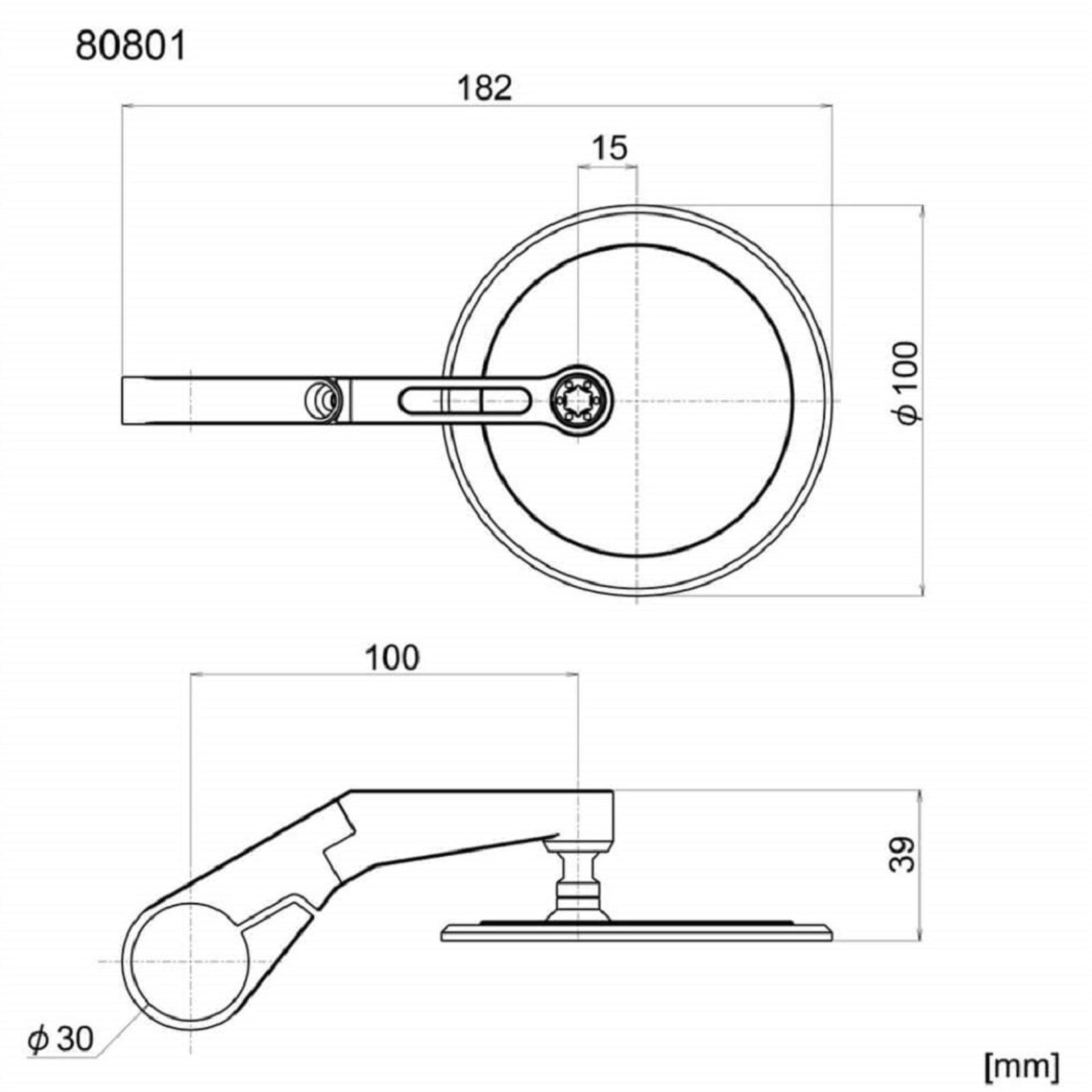 Lenkerendenspiegel Universal für beide Seiten Aluminium schwarz D-17