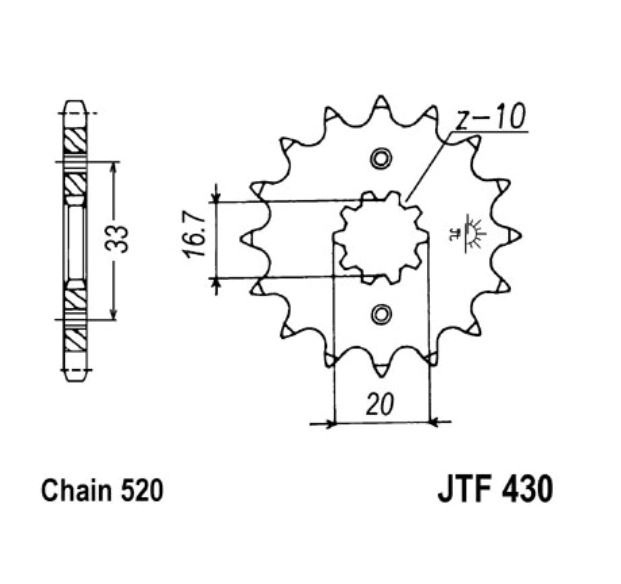 Ritzel 14Z Teilung 520 für Kawasaki KX250F Suzuki GSX250 E EU U GT250 RM-Z 250