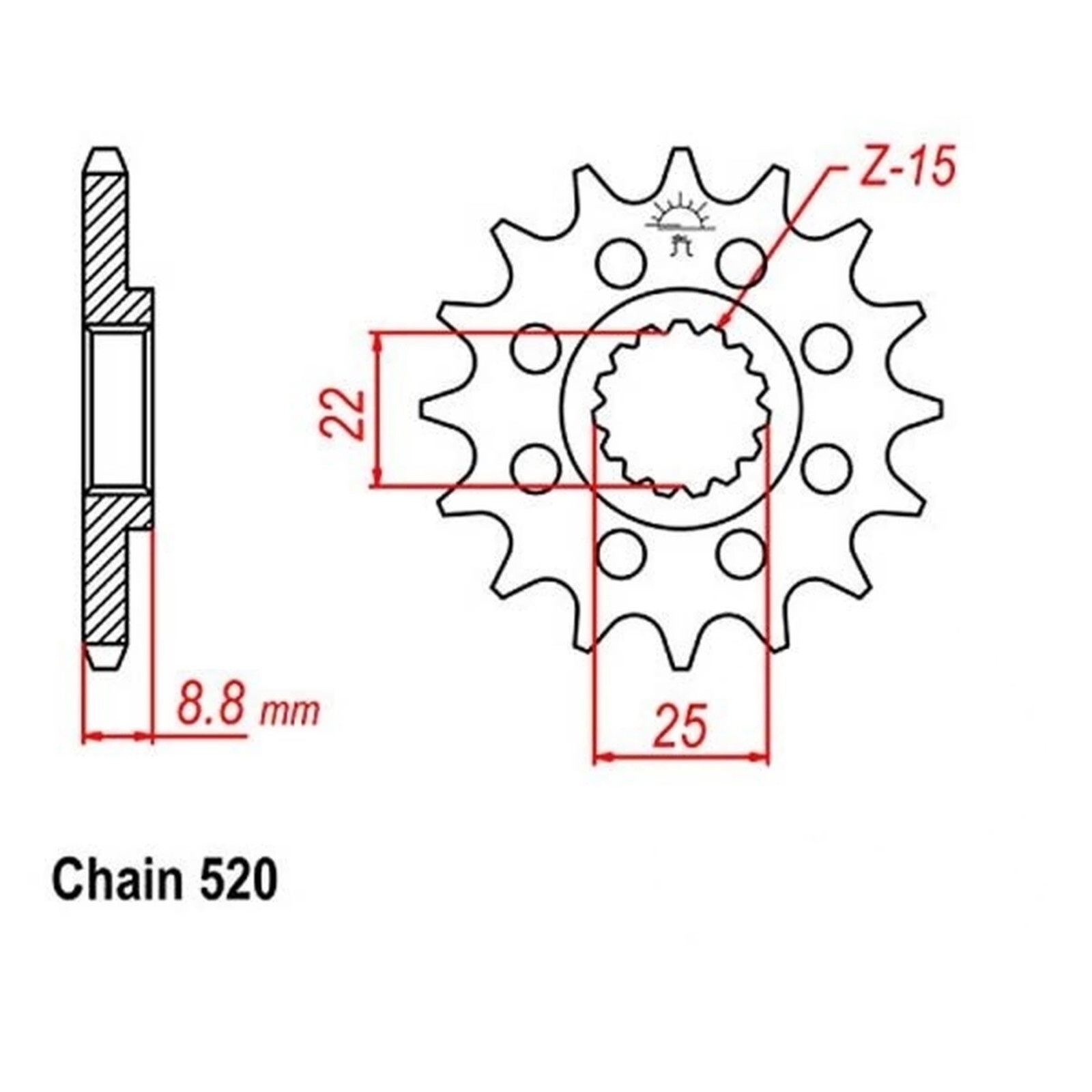 Racing Ritzel 14Z Teilung 520 JTF1901.14SC Innendurchmesser 22/25