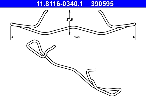 ATE 11.8116-0340.1 Feder Bremssattel für VW Audi Ford Mercedes Jaguar Opel Renault