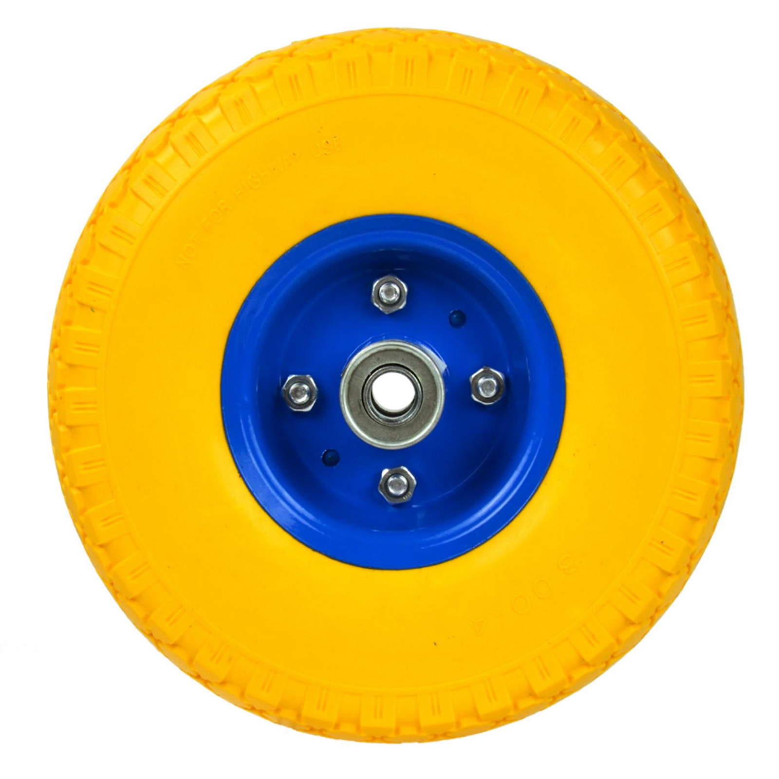2x Sackkarrenrad 3.00-4 gelb Bollerwagenrad pannensicher PU Vollgummi Schubkarrenreifen