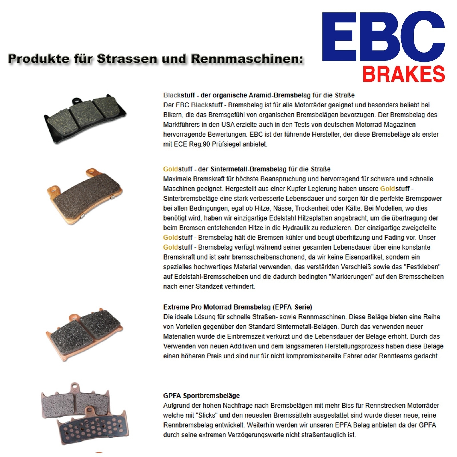 EBC SFA681HH Sintermetall Bremsbeläge vorne für Piaggio MP3 300 350 400 500 530 Vespa GTS 125 300