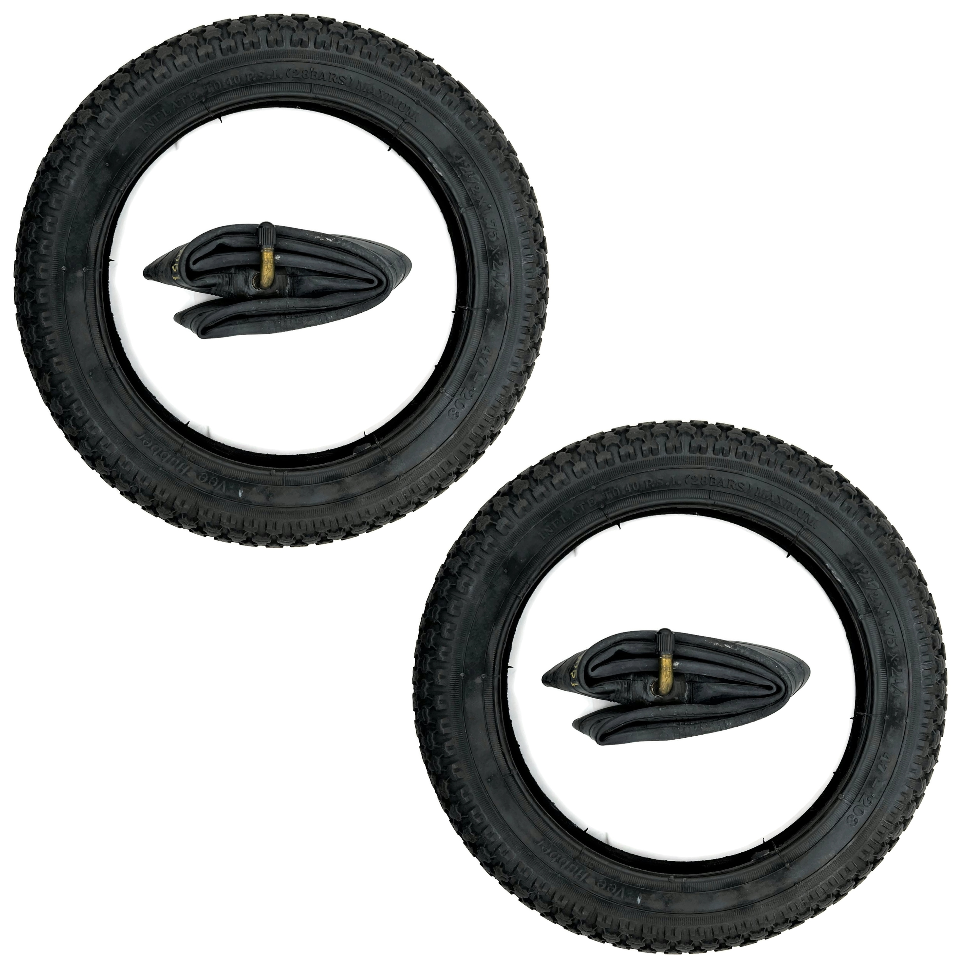 2x Reifen + 2x Schlauch 12 1/2 X1,75X2 1/4 = 47-203 VRB034 BK für Kinderwagen Roller