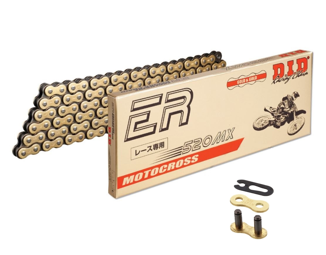 DID Motocross Antriebskette MX gold 520 Teilung 114 Glieder offen +Clipschloss