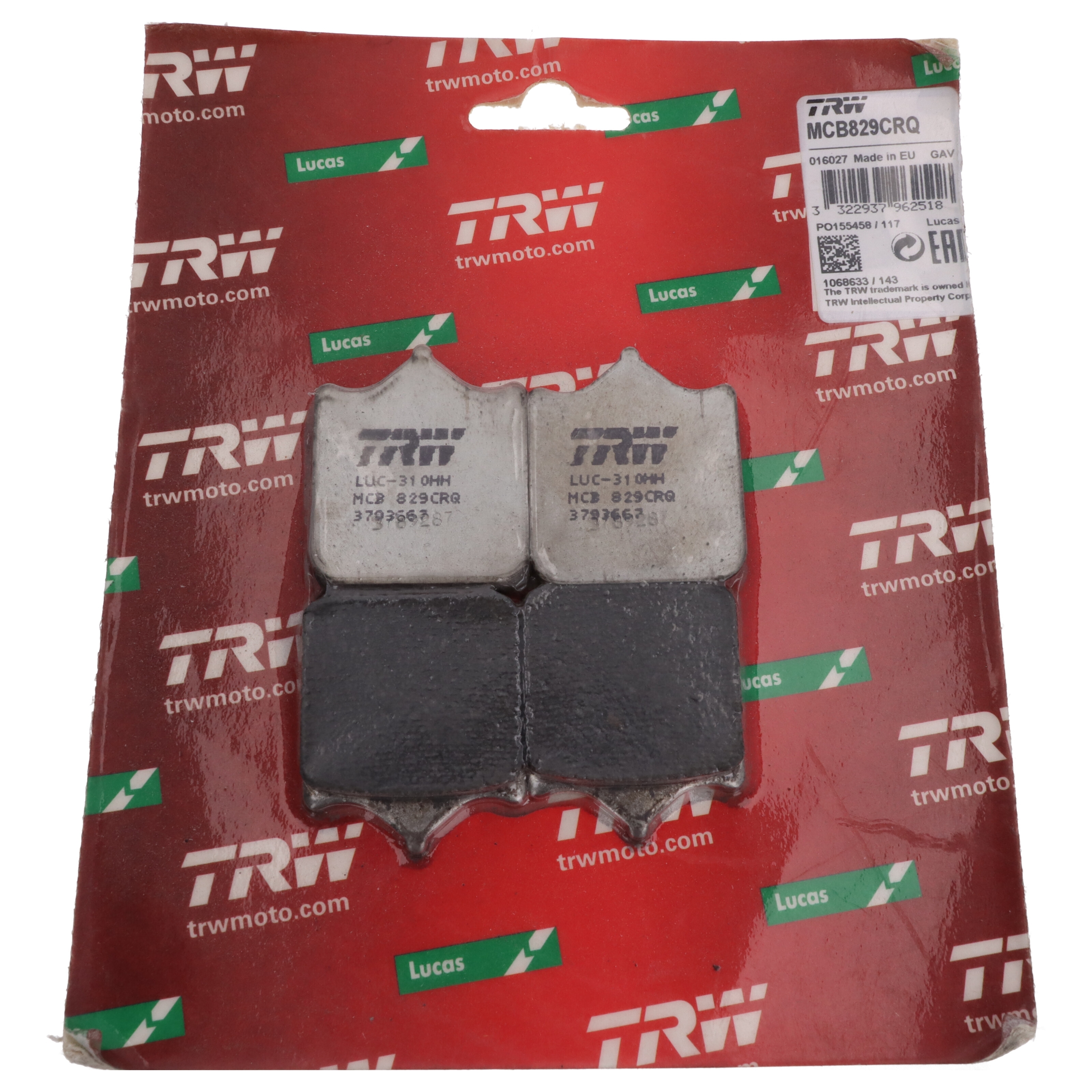 TRW MCB829CRQ Bremsbelagsatz vorne komplett für BMW S 1000 Triumph Speed Triple 1050 EFI