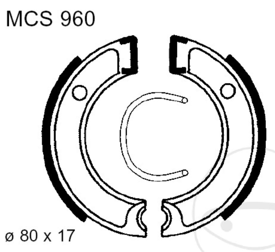 TRW Bremsbacken ohne Federn MCS960 80x17mm für Yamaha CA 50 PW 50