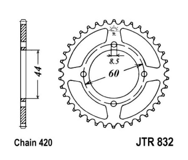 JT Kettenrad 44 Zähne Teilung 420 / JTR832.44 JT Sprockets