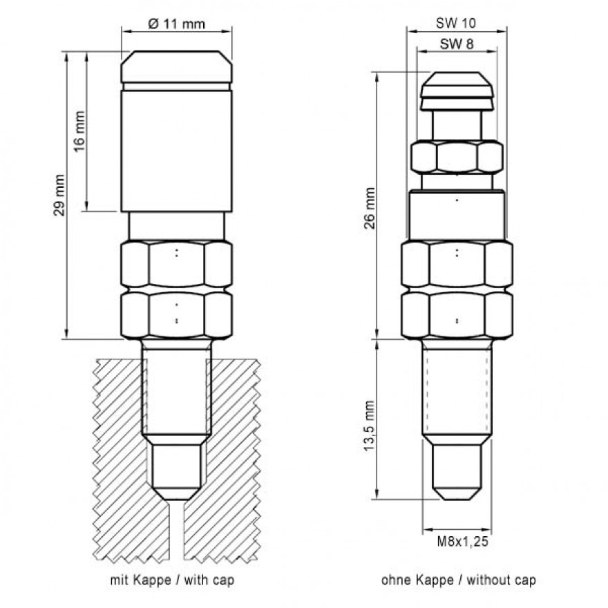 SB-110314 2x stahlbus Schnell-Entlüfterschraube M8x1.25x13.5mm mit integriertem Entlüftungsventil