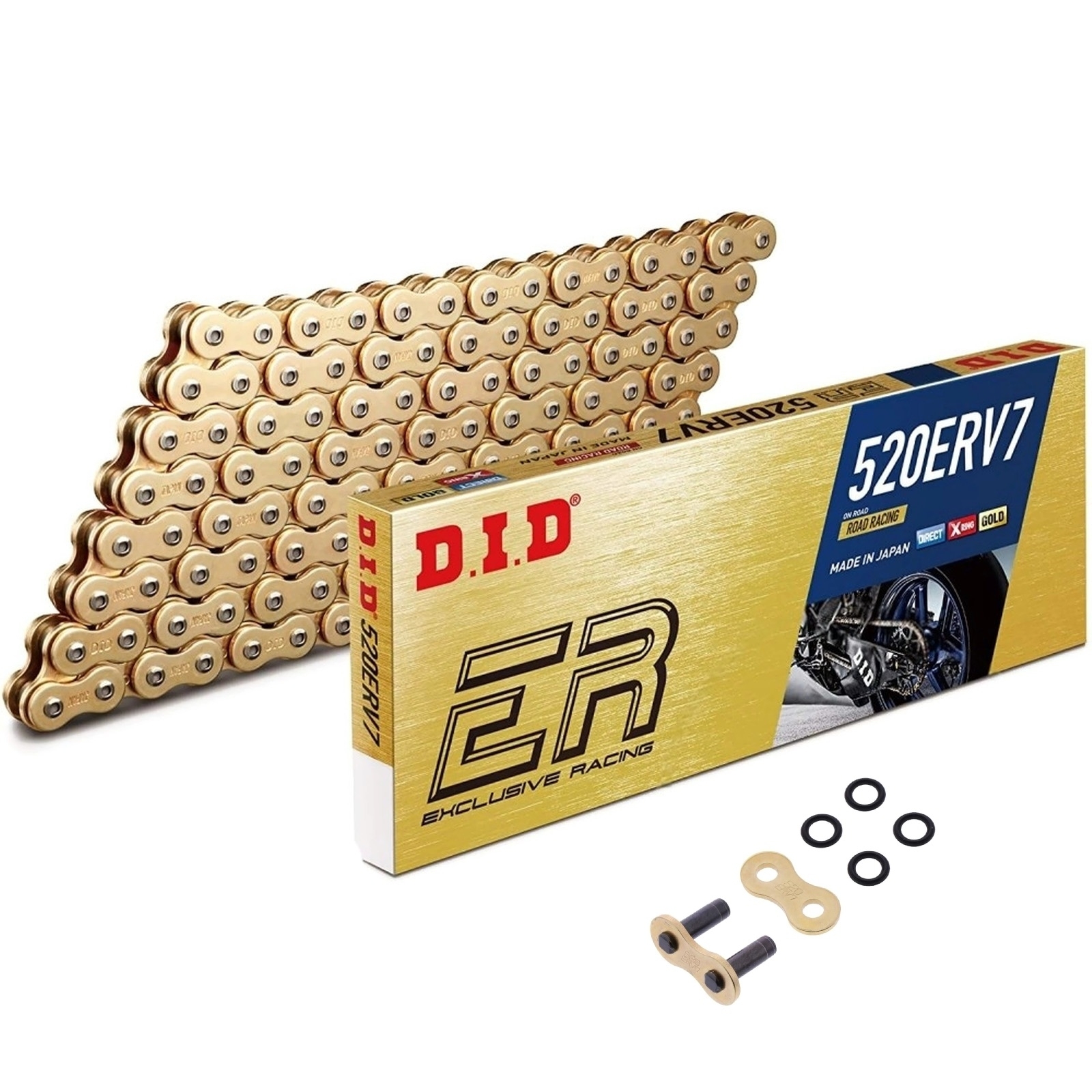 DID X-Ringkette Gold & Gold ERV7 520 Teilung 118 Glieder offen mit Nietschloss