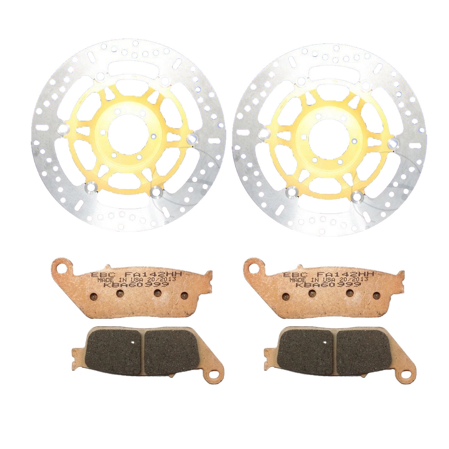 EBC Bremsen Set vorne 2x MD1014X + 2x FA142HH Sintermetall Honda