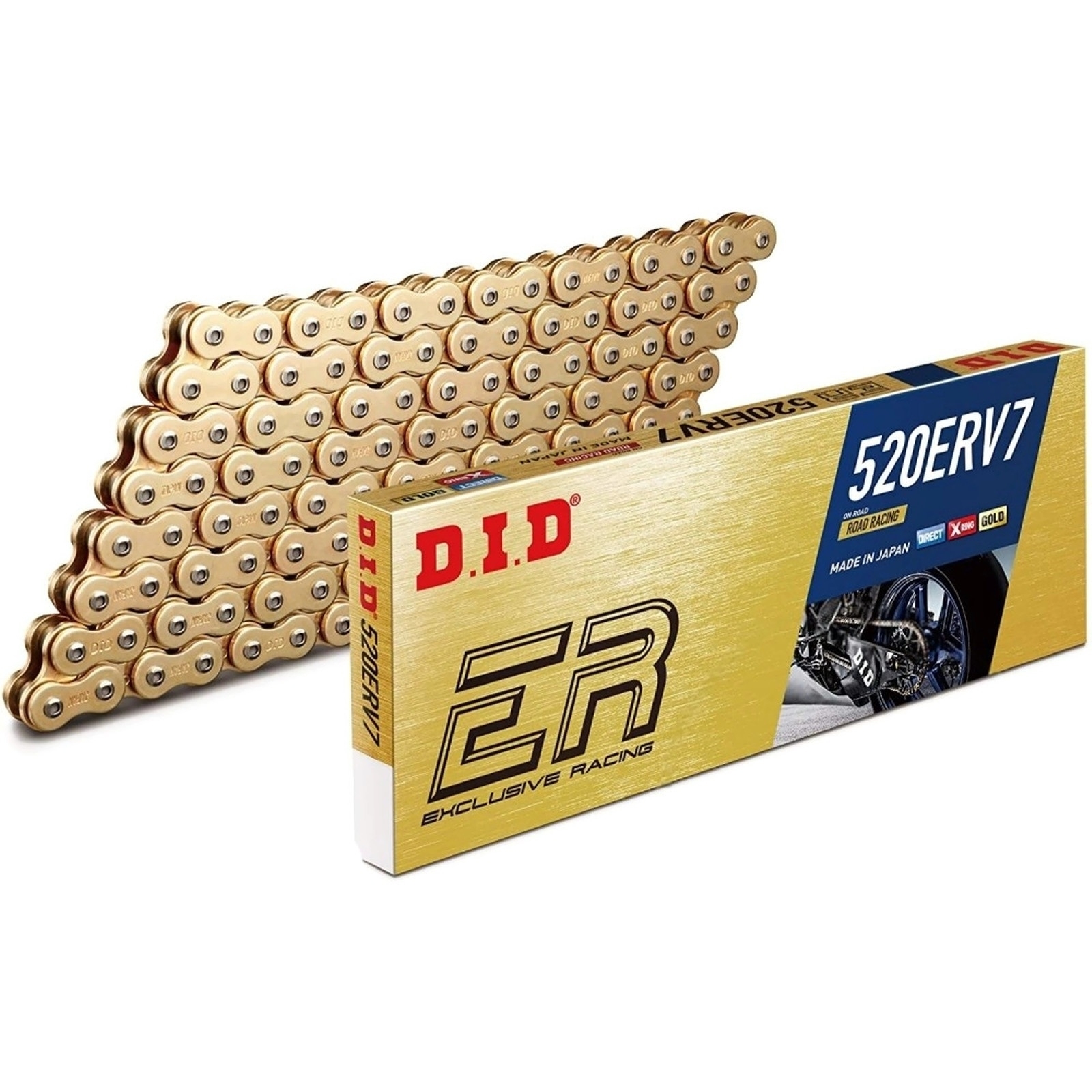 DID X-Ringkette Gold & Gold ERV7 520 Teilung 108 Glieder offen mit Nietschloss