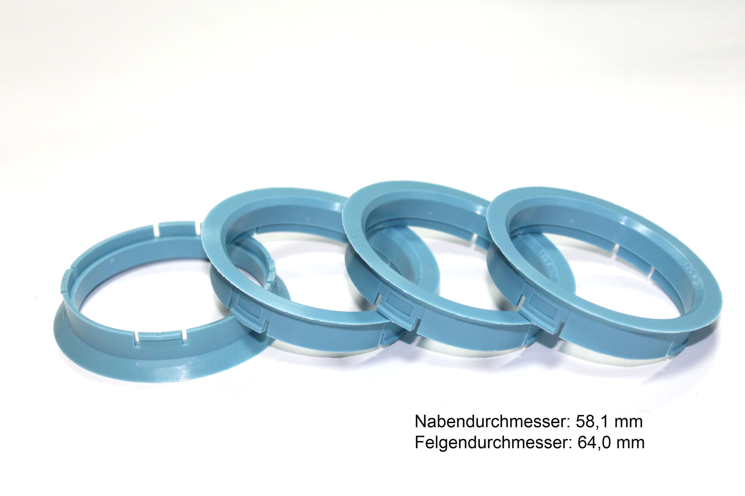 4 X Zentrierring R06 BLAU 64,0mm x 58,1mm