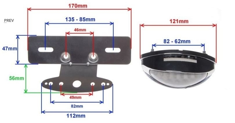LED Rücklicht + Kennzeichenhalter Universal für Motorrad Quad ATV 12V M6x1.0