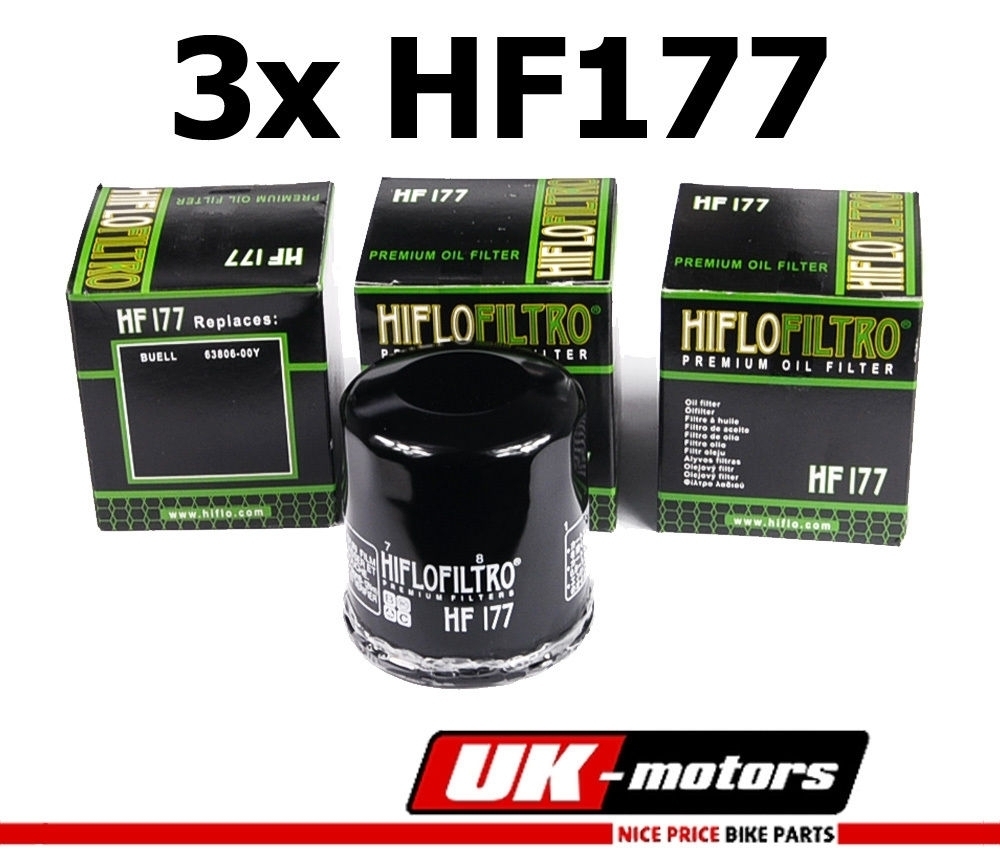 3x Hiflo HF177 Ölfilter für Buell XB12 R 1200 Firebolt XB12 S Lightning XB9SX XB9R XB12X
