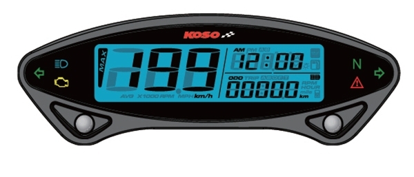 KOSO DB EX-02 Digitaler Tachometer Speedometer schwarz