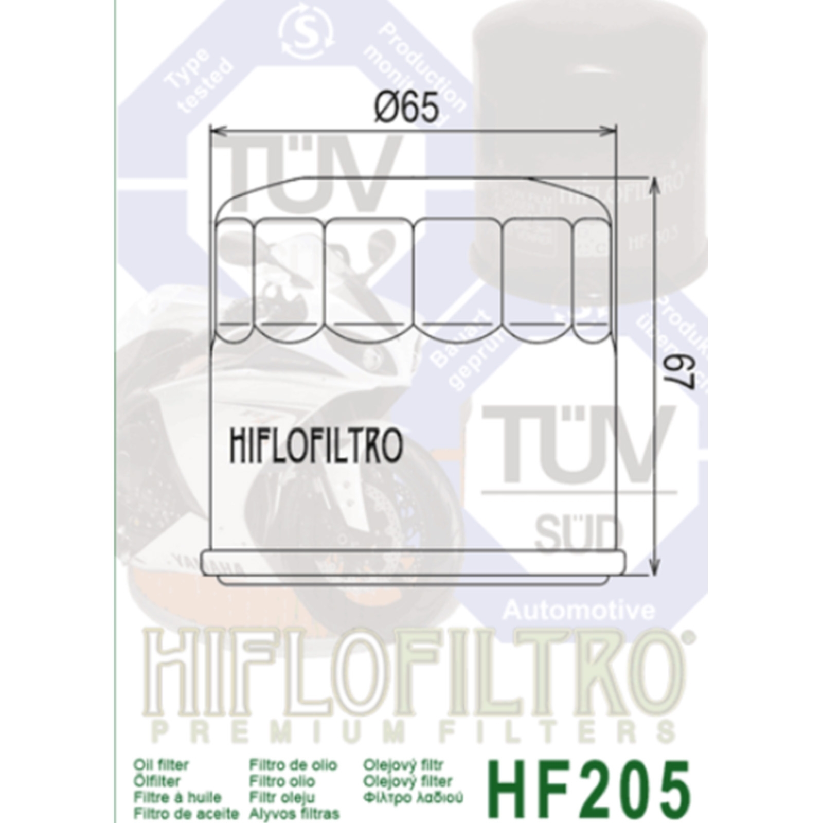 Hiflo HF205 Ölfilter für Yamaha MT07 700 MT09 900 R6 R7 Tracer 9 XSR900 XTZ700 YFM450 YFM700 YZFR1 YXZ