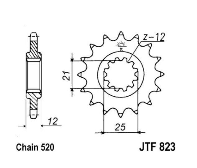 JT Ritzel 12 Zähne Teilung 520  / 823.12 JT Sprockets