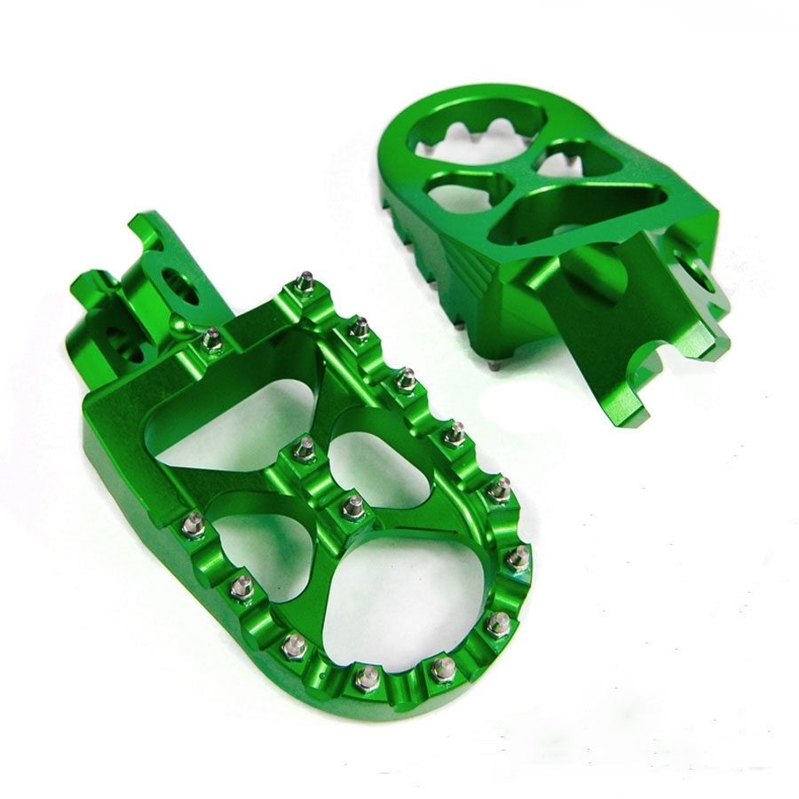 PAAR Fußrasten CNC Eloxiert Grün für Kawasaki KX 85