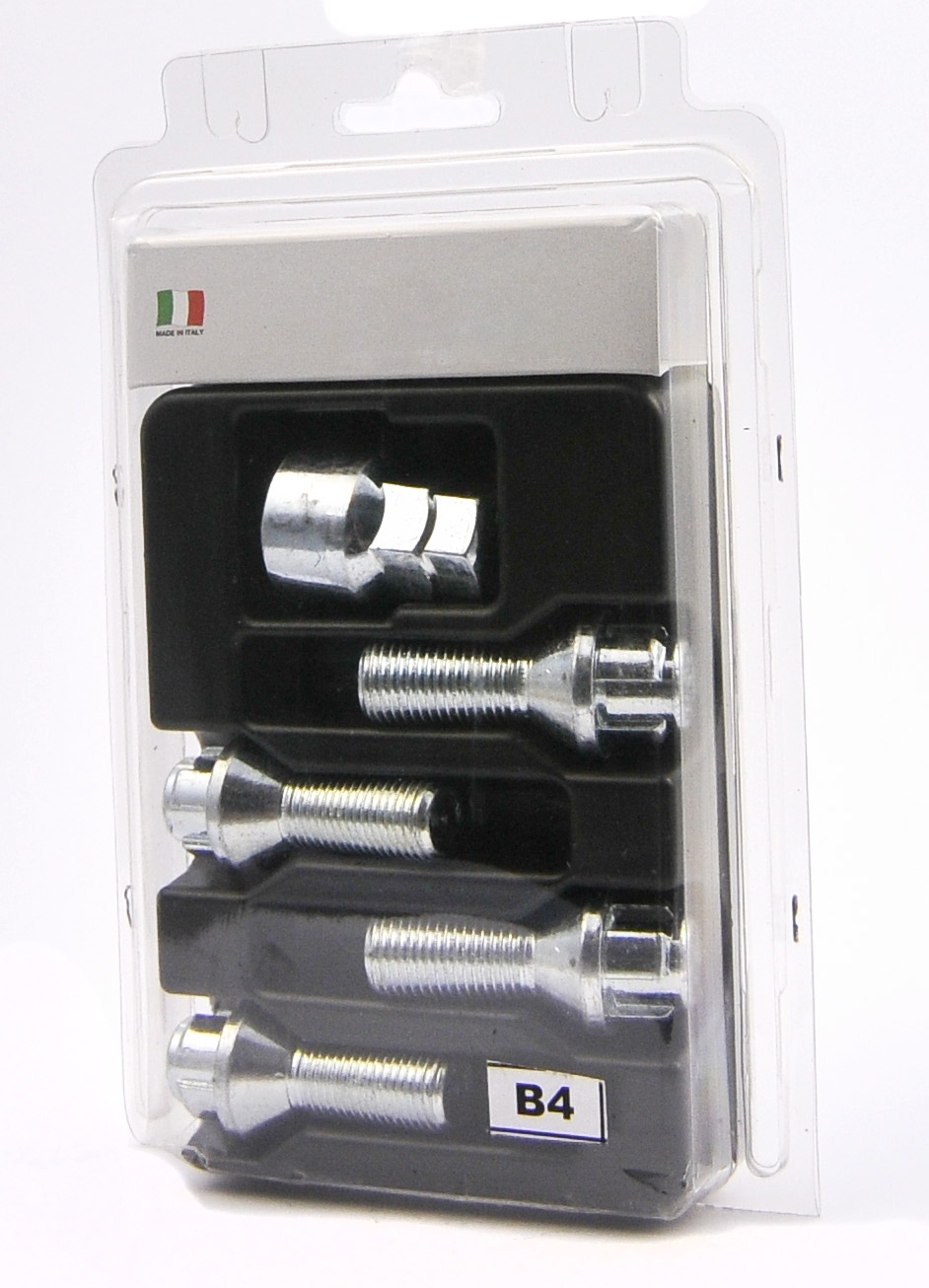 Radscharauben Felgenschloss Set + Schlüssel M14 x 1,5 x 27 mm Kegelbund
