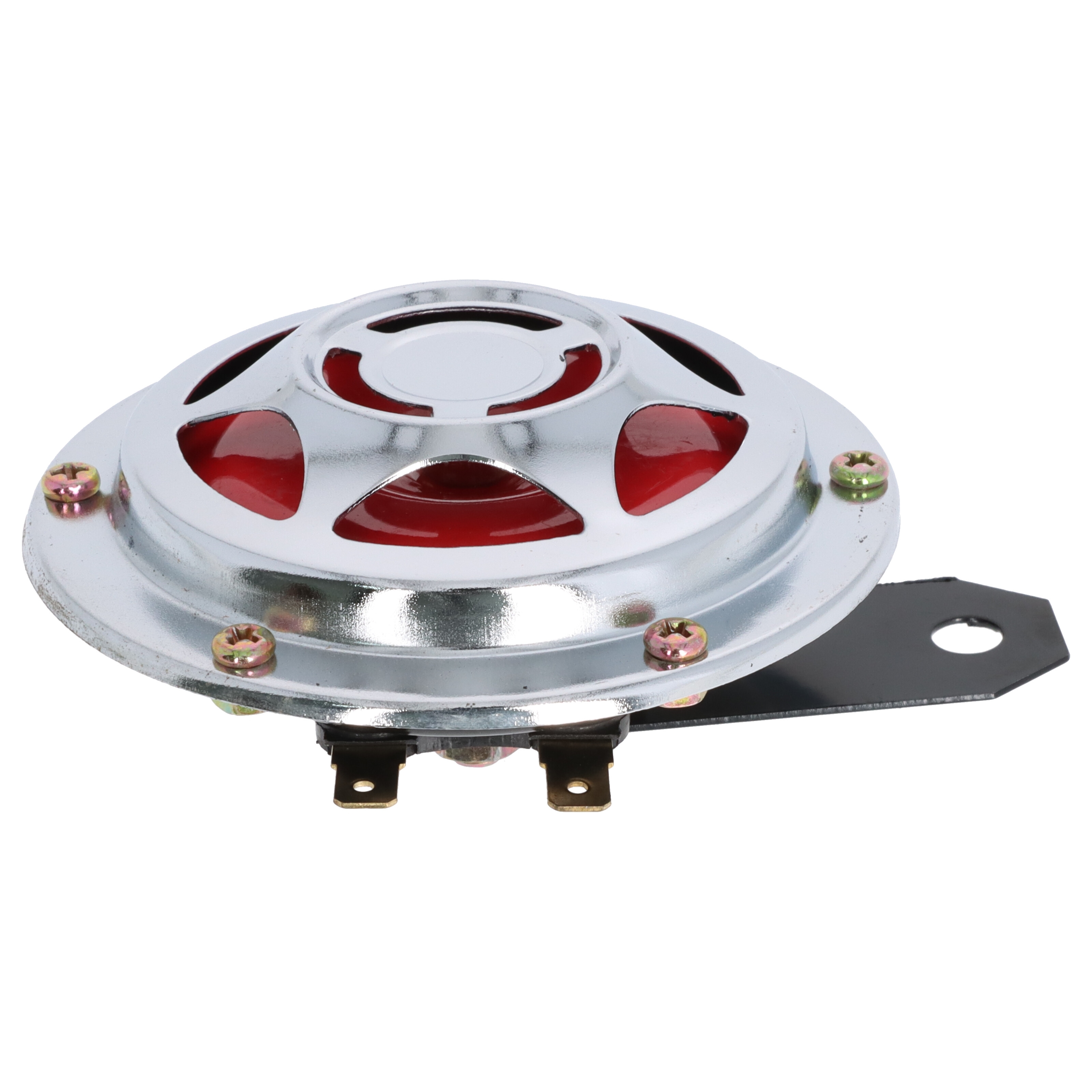 Motorrad Hupe chrom mit rotem Kern, 6 Volt, 100 mm