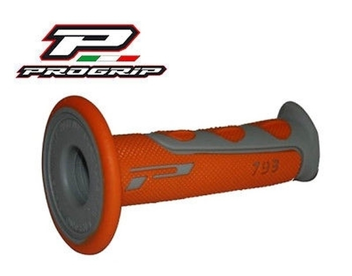 Progrip Supermoto Griffgummi Grau-Orange 22mm Moto Cross Enduro MX Bike Griffe