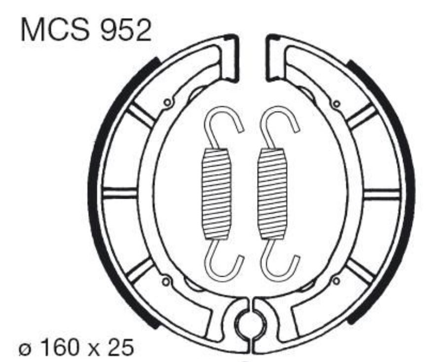 Bremsbacken + Federn MCS952 für Yamaha DT250MX DT400MX XT500 YFM250 YZ250 YZ400