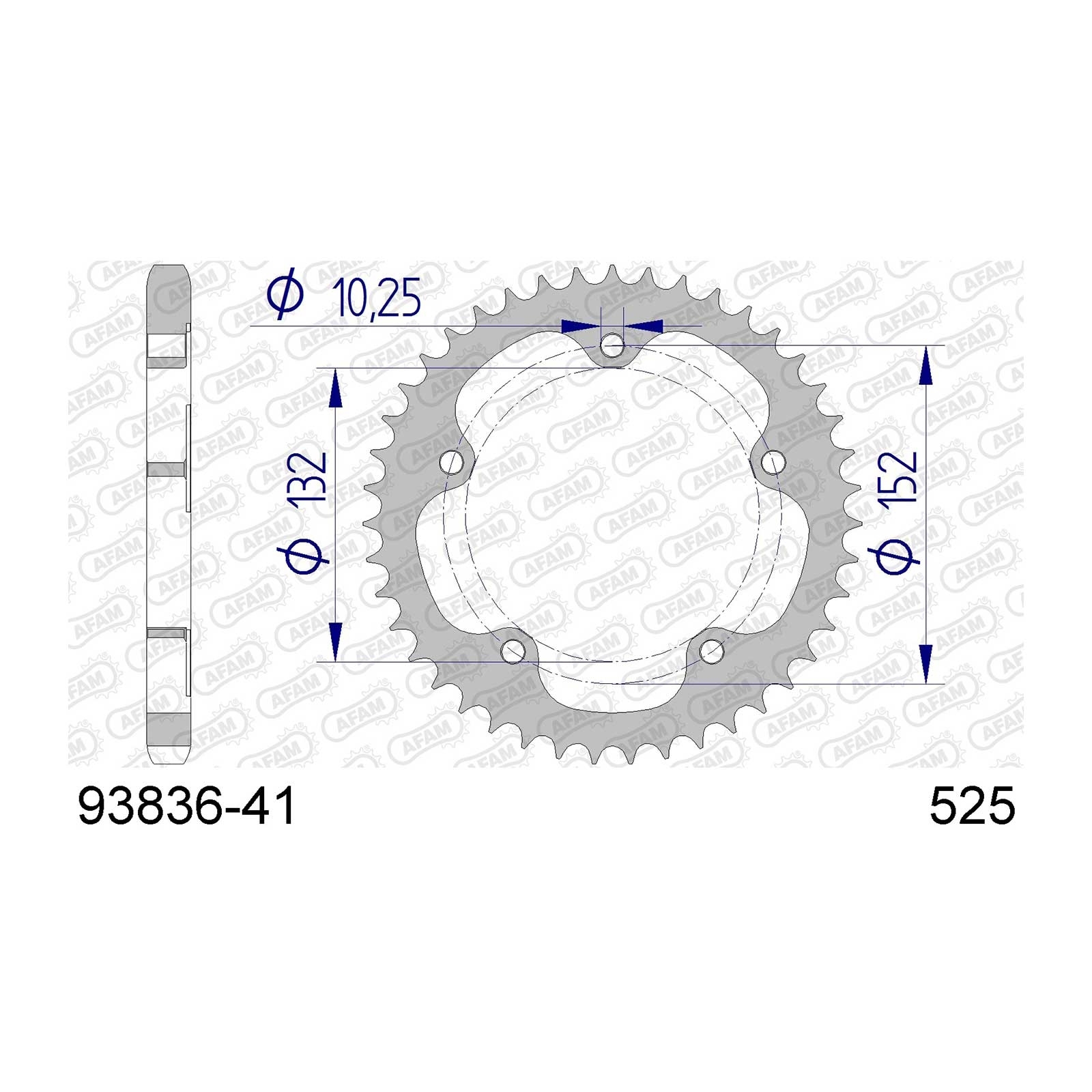 AFAM Kettenrad Teilung 525 41 Zähne Alu gun metal