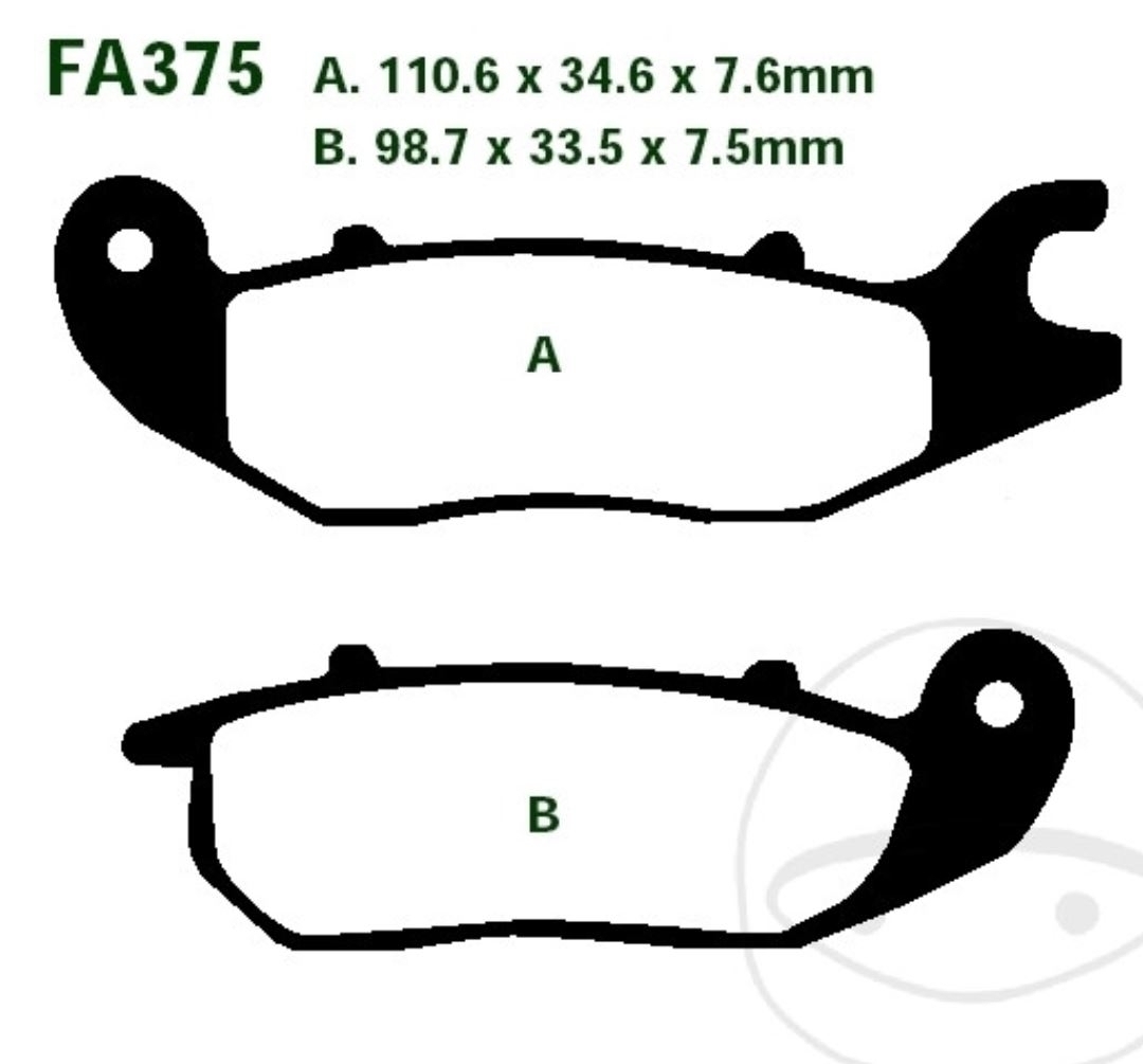 EBC Bremsbeläge FA375 für Honda CBR MSX 125 Rieju RS-2 NKD 125 50 AJS CR3 125
