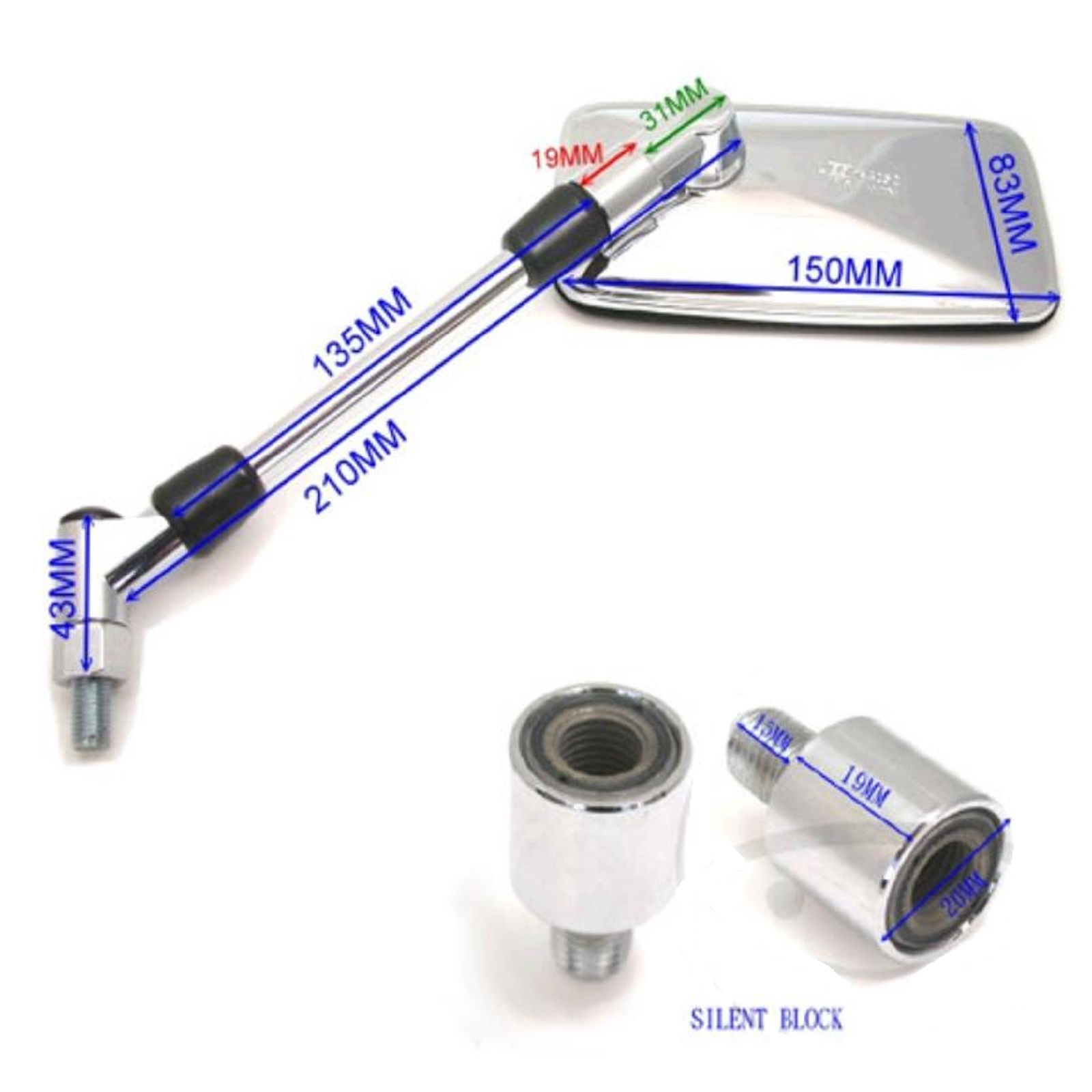 JMP Rückspiegel Paar für Suzuki AN 250 400 GSF 1200 1250 650 GSX 750 1200 TU 125 chrom