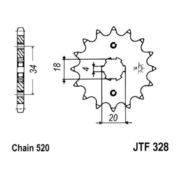 JT Ritzel 14 Zähne Teilung 520  / 328.14 JT Sprockets