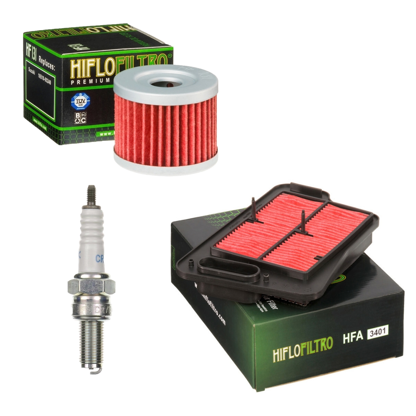 Hiflo Filterkit Wartungskit für Suzuki AN 400 Burgman 2007 - 2017 Luftfilter Ölfilter Zündkerze