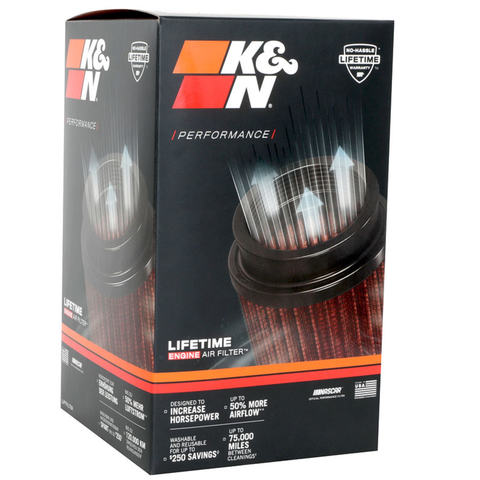 K&N Universalluftfilter Universeller Einsatz Auto Quad Motorrad Maschinen