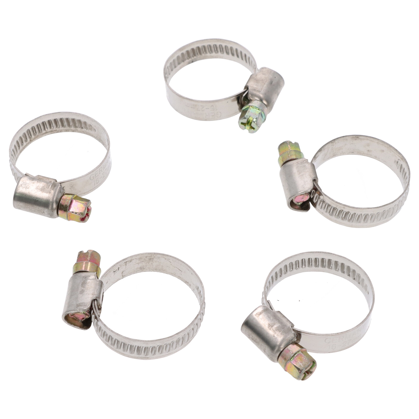 5x Schlauchklemme Spannbereich 16-27mm 9mm Rohrschelle Binder Schlauch W2 DIN3017