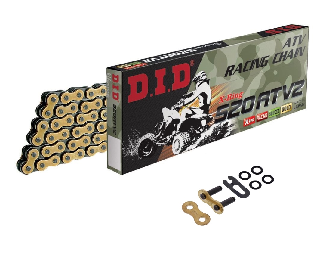 DID ATV2 Quad ATV X-Ring Antriebskette Gold 520 Teilung 92 Glieder + Clipschloss
