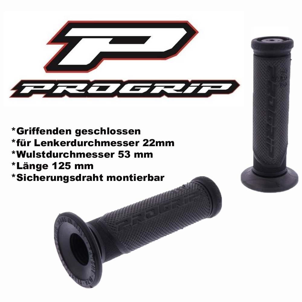 Progrip 732 Griffgummis Schwarz 22mm Motorrad Roller Bike Enduro Motocross