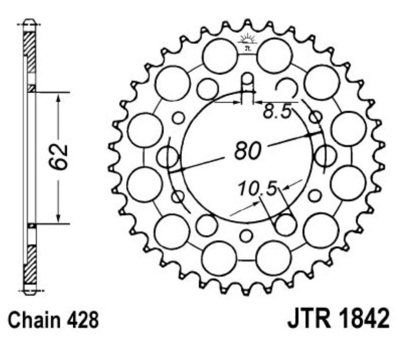 JT Kettenrad 44 Zähne Teilung 428 / JTR1842.44 JT Sprockets