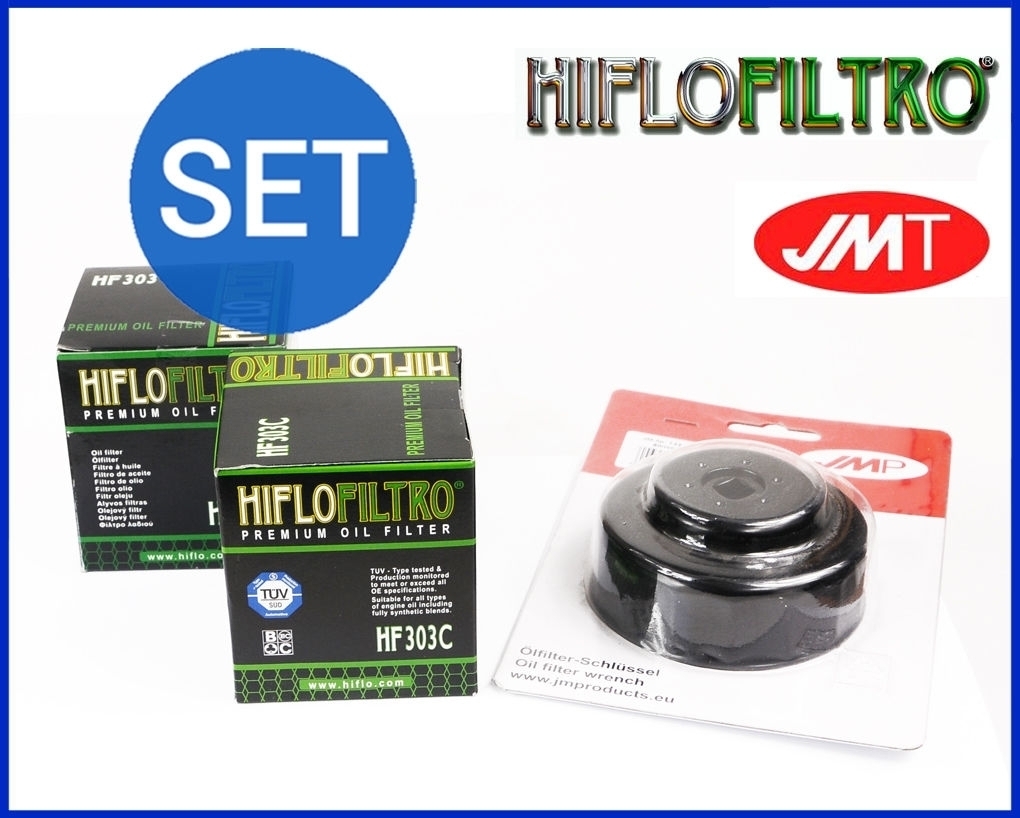 Satz Ölfilter chrom + Ölfilterschlüssel für Honda Yamaha Kawasaki