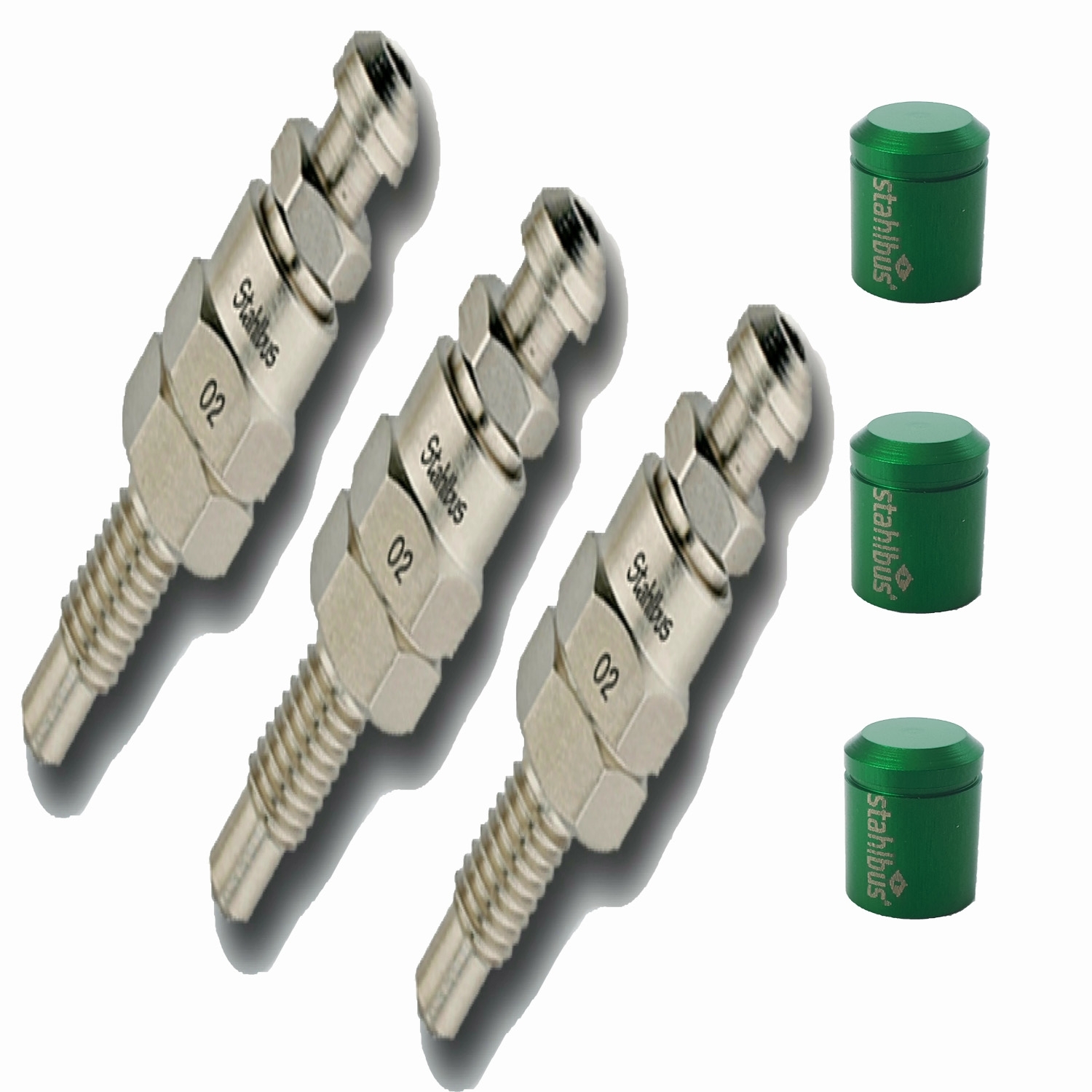 3x stahlbus Schnell-Entlüfterschraube Entlüfterventil M6x1.0x16mm + Alukappe Grün